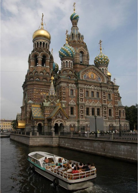 Church of the Savior on the Spilled Blood St Petersburg Russia and canal 2007 RJB